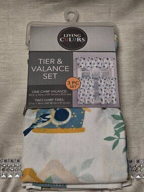 LIVING COLORS “Tier & Valance Set of 3” Bird's House New in Package